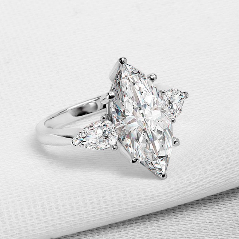 6.0CT Three Stone Marquise Cut Sterling Silver Ring