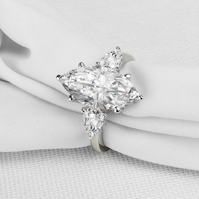 6.0CT Three Stone Marquise Cut Sterling Silver Ring