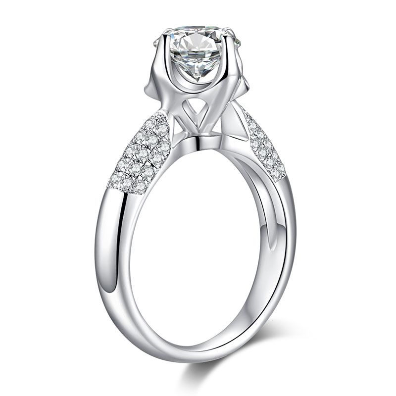 Classic Flower Four Claws White Sapphire Engagement Ring