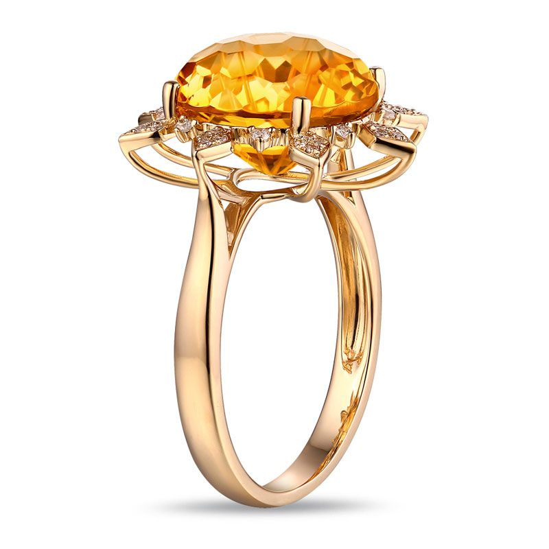6.16CT Gold Tone Flower Design Sterling Silver Ring