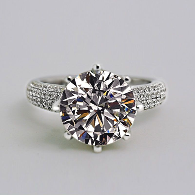 5.0ct Cluster Large Stone Round Cut Sterling Silver Ring
