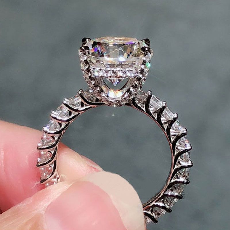 2.5ct Unique Classic Round Cut Sterling Silver Engagement Ring