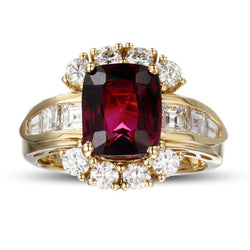 Vintage Yellow Gold Created Ruby Sterling Silver Ring