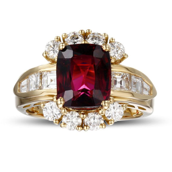 Vintage Yellow Gold Created Ruby Sterling Silver Ring