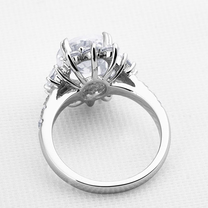 4.0ct Flower Oval Cut Sterling Silver Ring