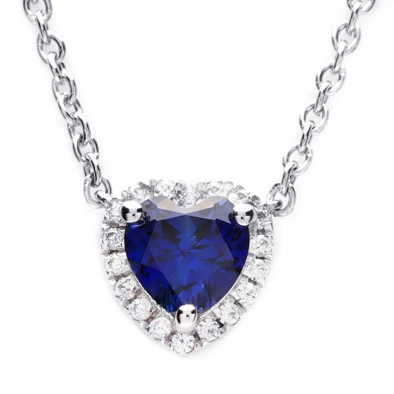 Heart Sapphire Halo Women's Whole Necklace