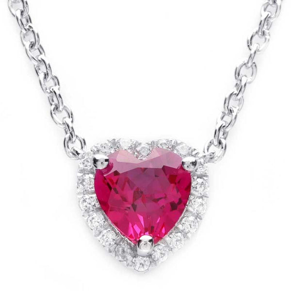 Heart Red Sapphire Halo Women's Whole Necklace