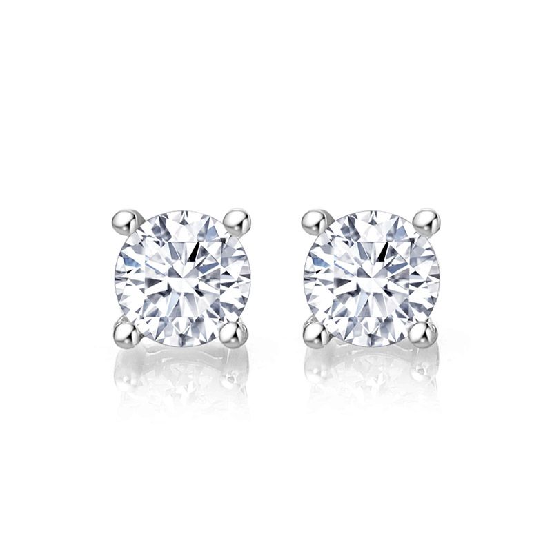 Classic Four Prong Setting 1.0ct Round Brilliant-cut Earring