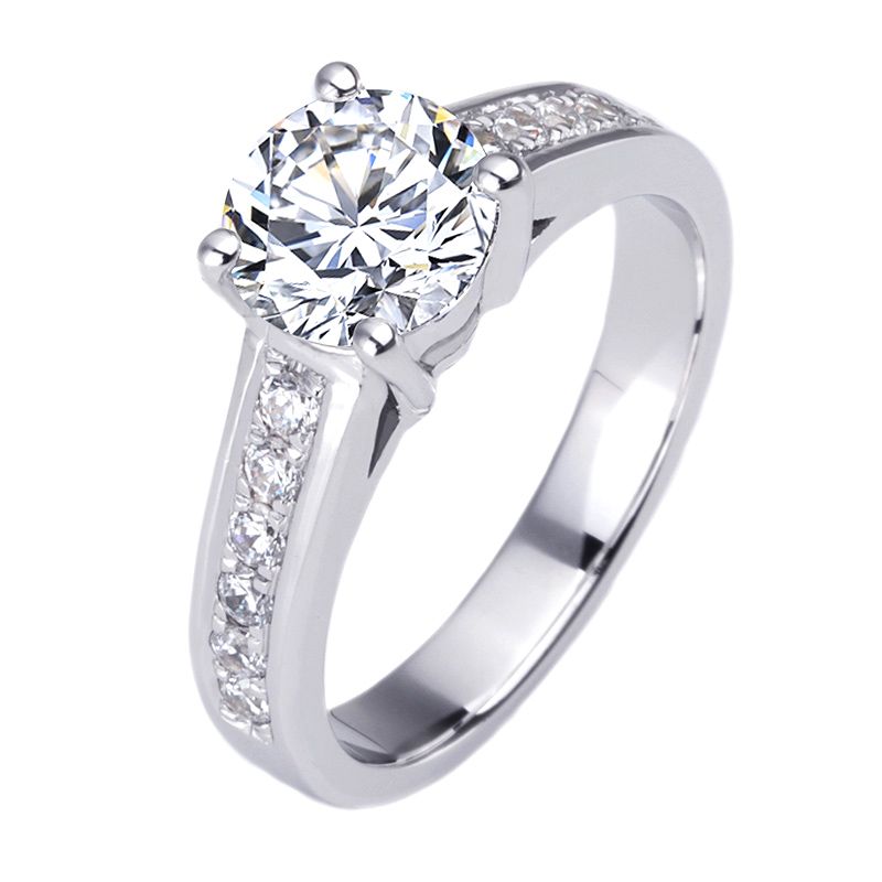 Classic Four Claws White Sapphire Engagement Ring