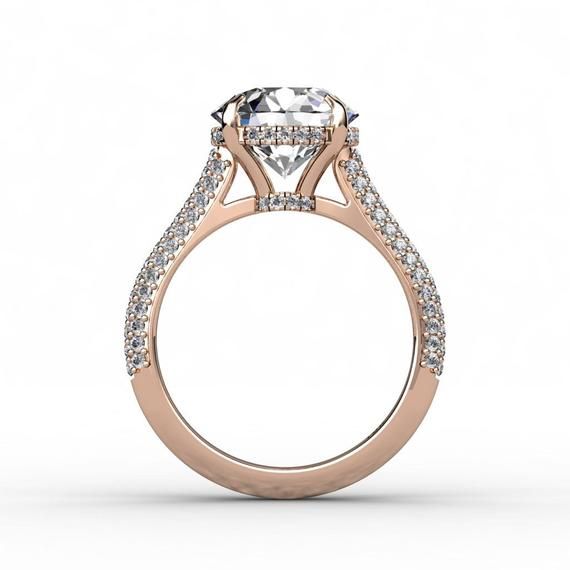 classic Round cut white sapphire Rose Gold best engagement rings