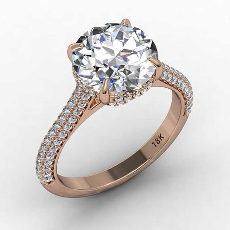 classic Round cut white sapphire Rose Gold best engagement rings