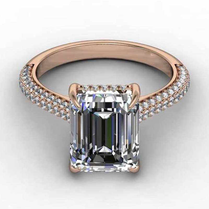 Emerald cut white sapphire Rose Gold non traditional best engagement rings
