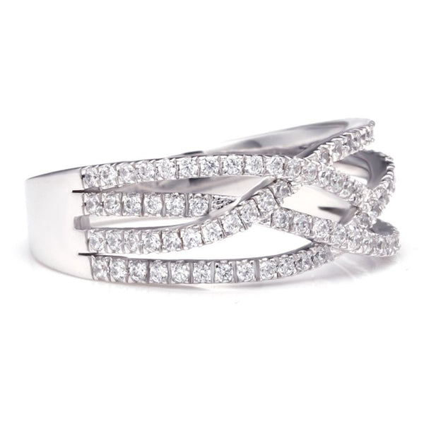 Intertwined Stone Band White Created Sapphire Wedding Band For Her