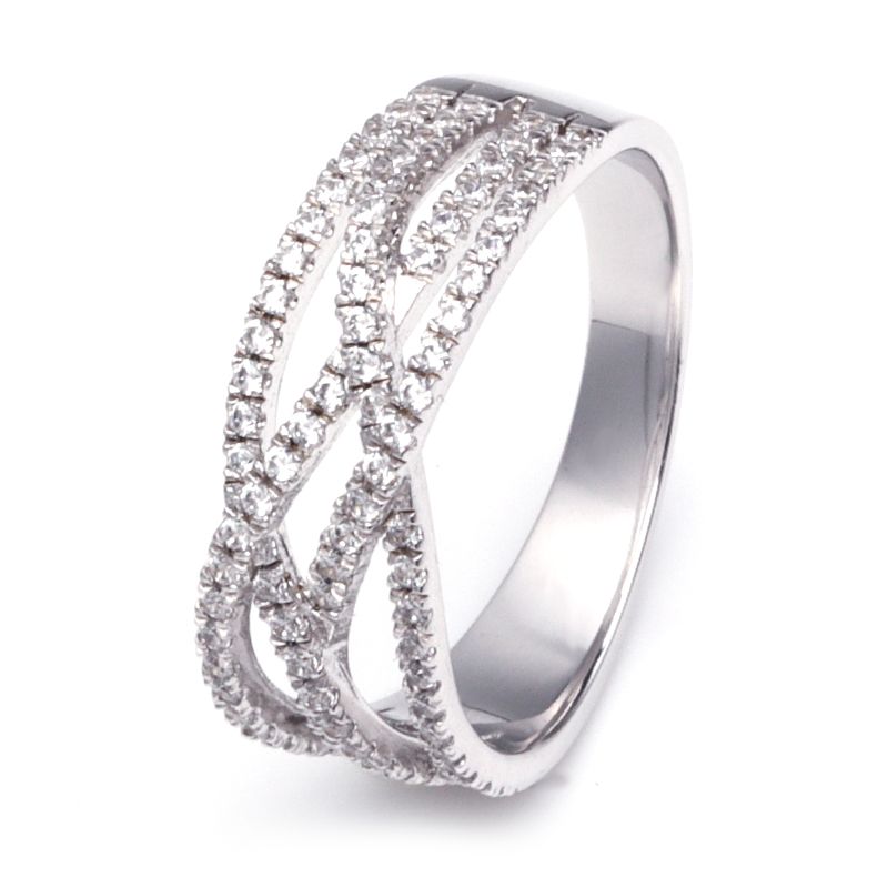 Intertwined Stone Band White Created Sapphire Wedding Band For Her
