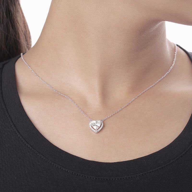 Haol White Sapphire Heart Brilliant-cut Necklace