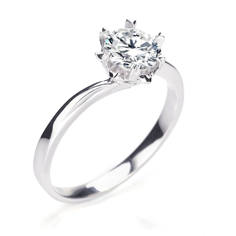 Classic Six Claws White Sapphire Engagement Ring
