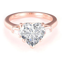Rose Gold Tone Three Stone Heart Cut Sterling Silver Ring