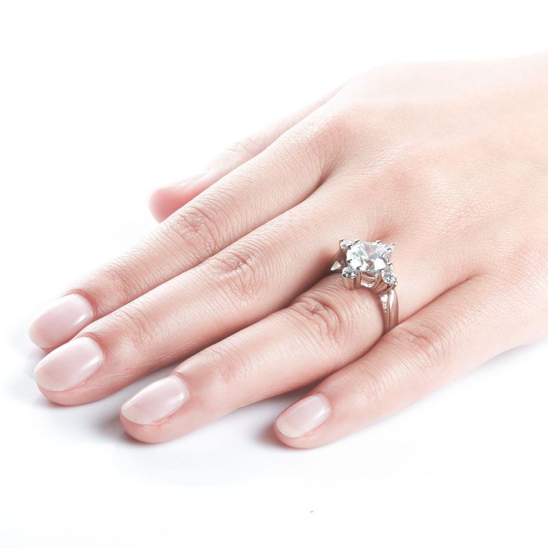 Classic Four Prong Setting White Sapphire Engagement Ring
