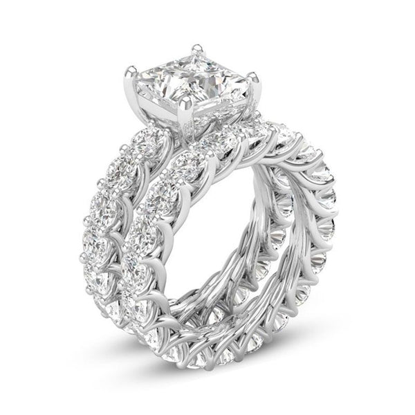 3.0ct Luxury Princess Cut Sterling Silver Ring Set
