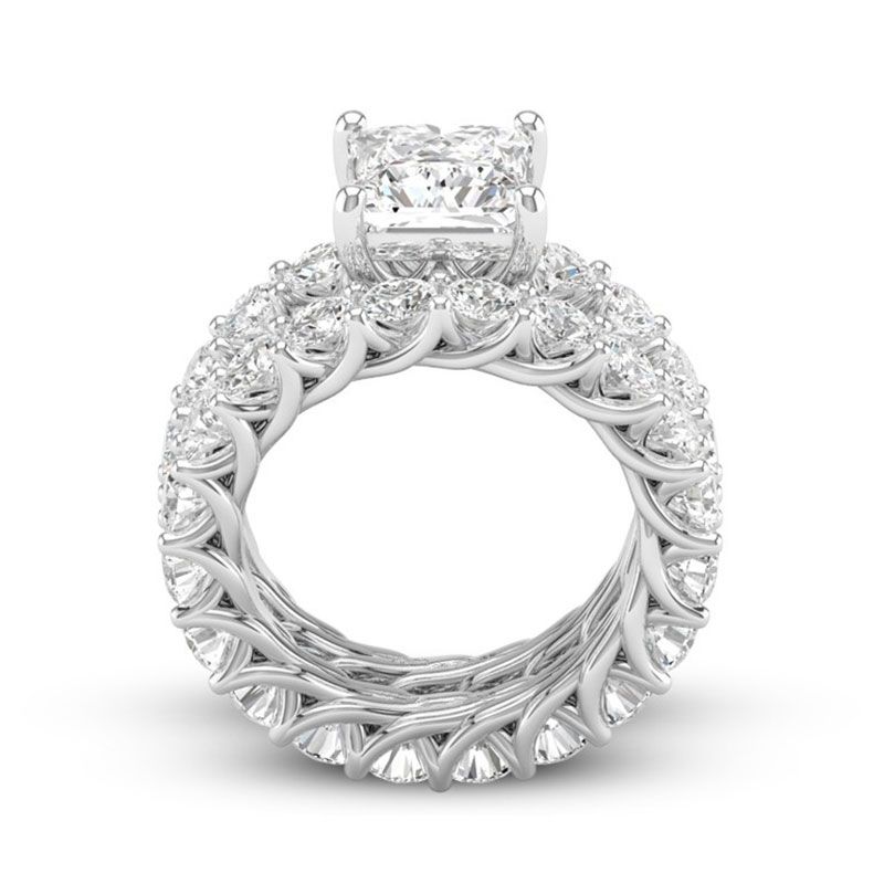 3.0ct Luxury Princess Cut Sterling Silver Ring Set