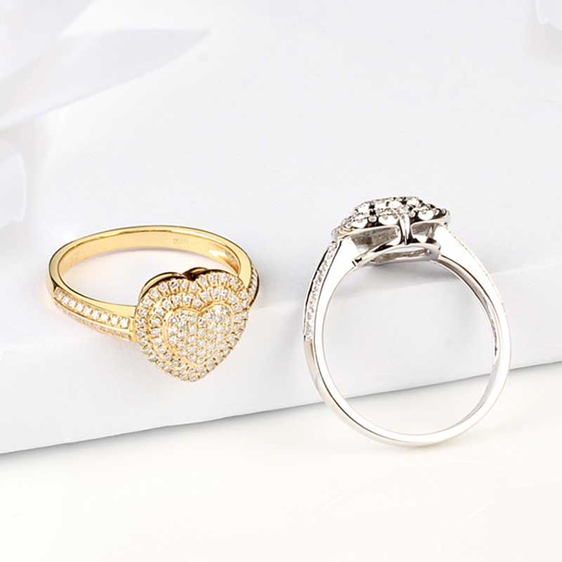 Halo Heart Pyrimidine Set White Sapphire Best Engagement Rings