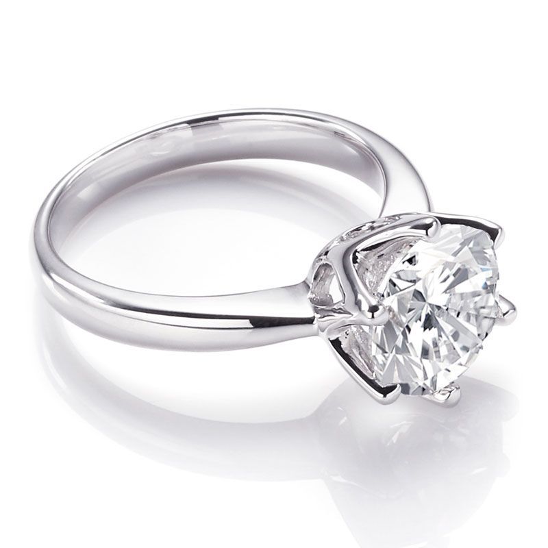 Rabbet Round Brilliant-cut White Created Sapphire Engagement Ring